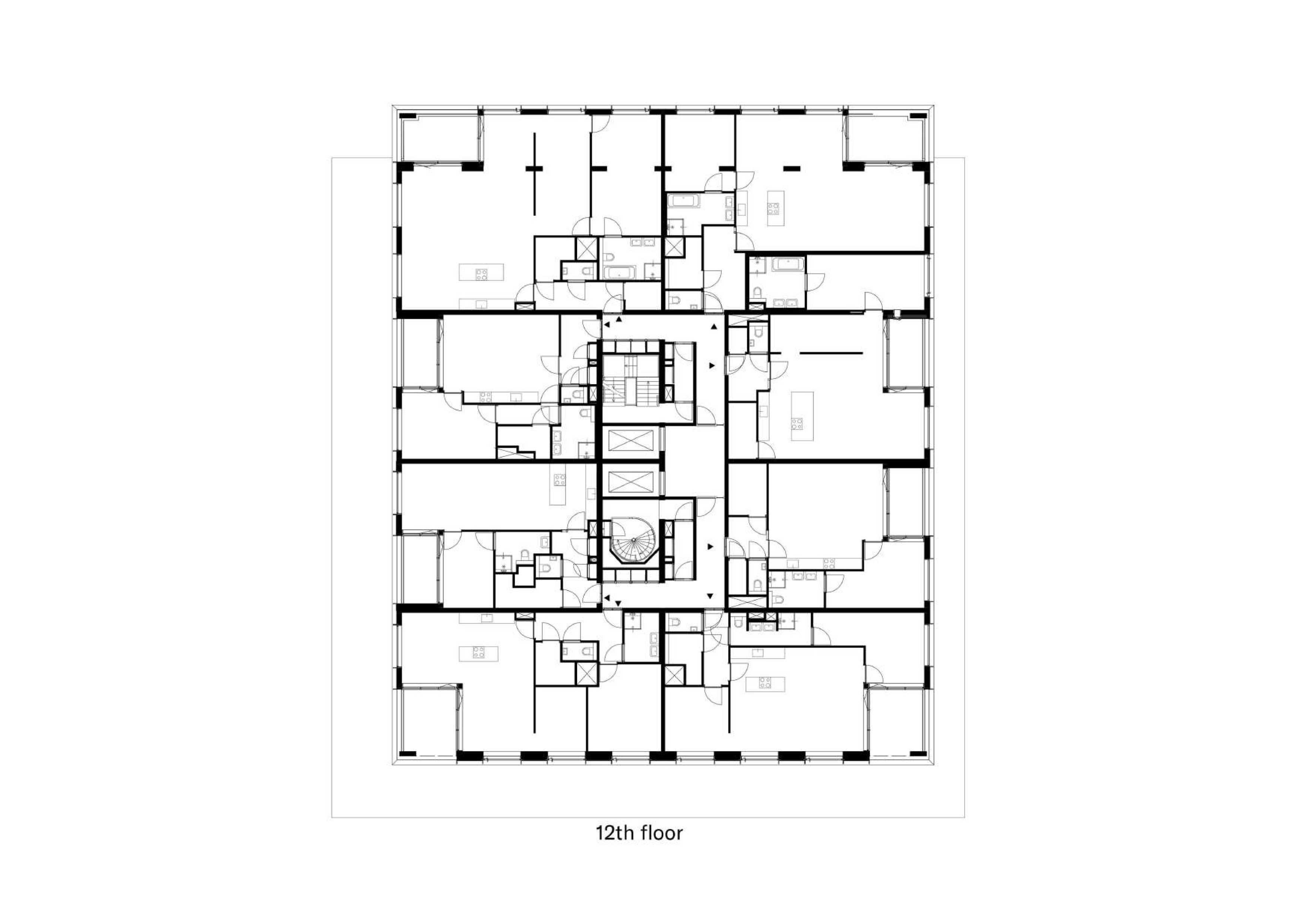 Plattegrond twaalfde verdieping. Beeld KCAP