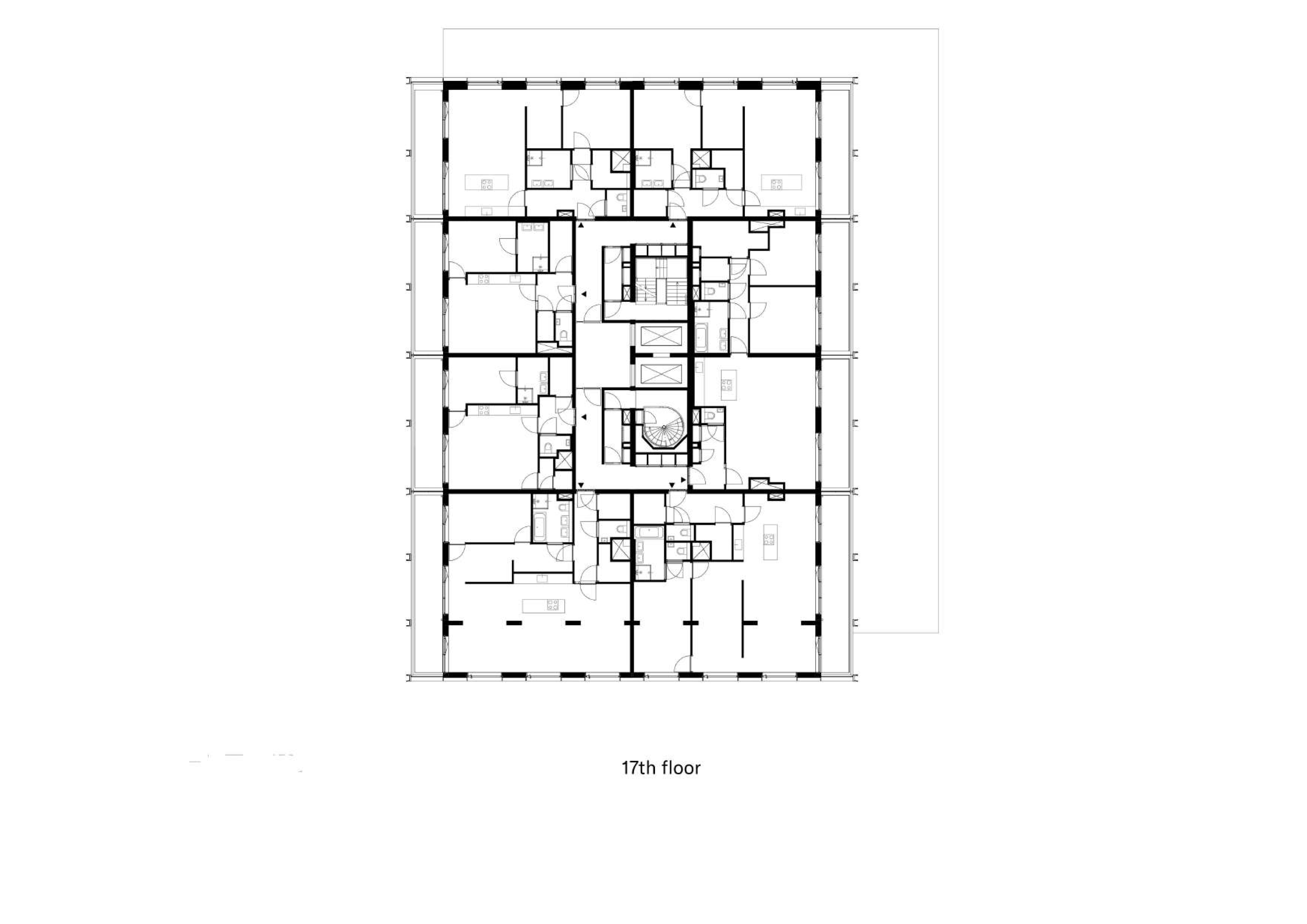 Plattegrond zeventiende verdieping. Beeld KCAP