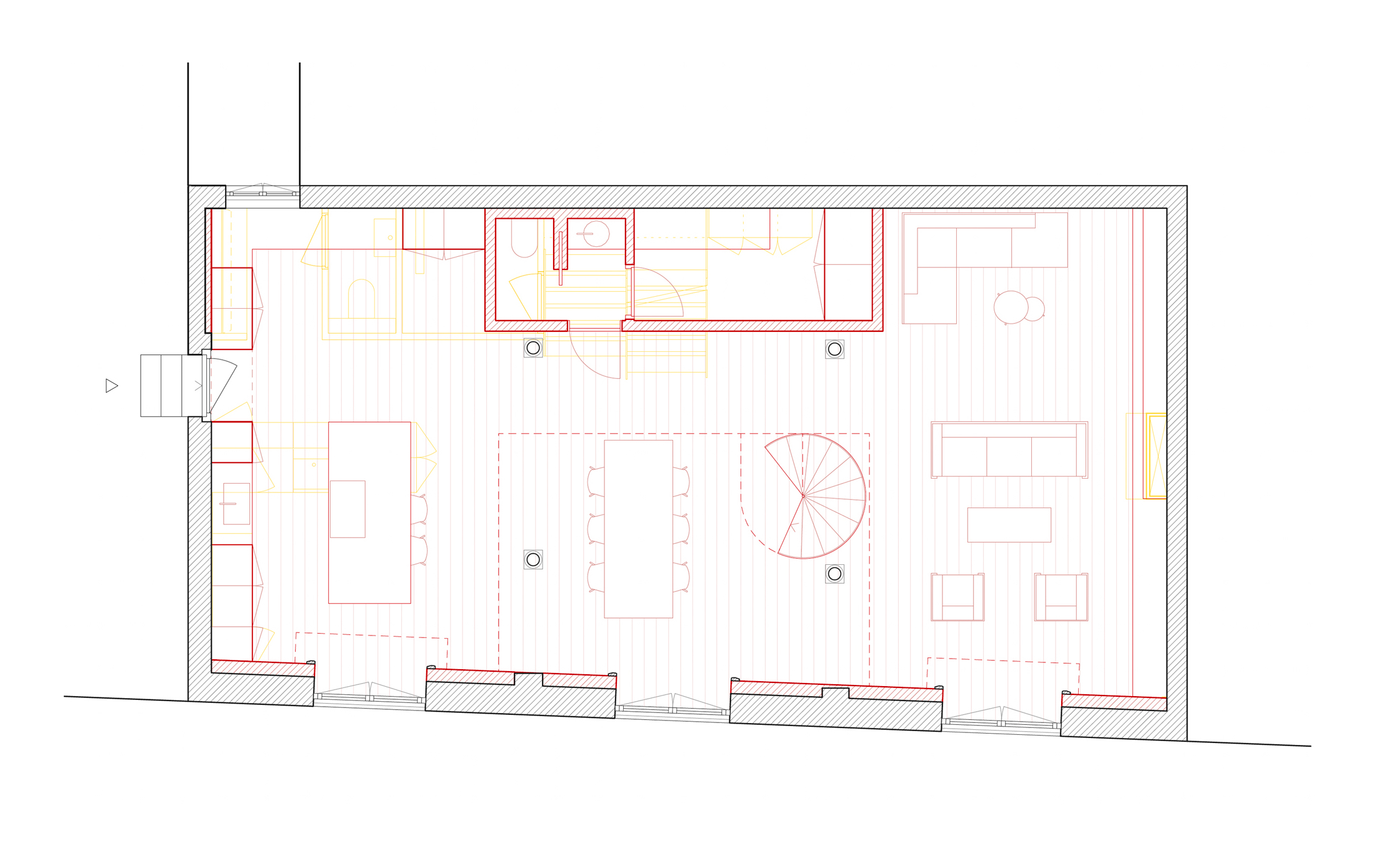 Plattegrond beneden verdieping. Beeld Serge Schoemaker Architects