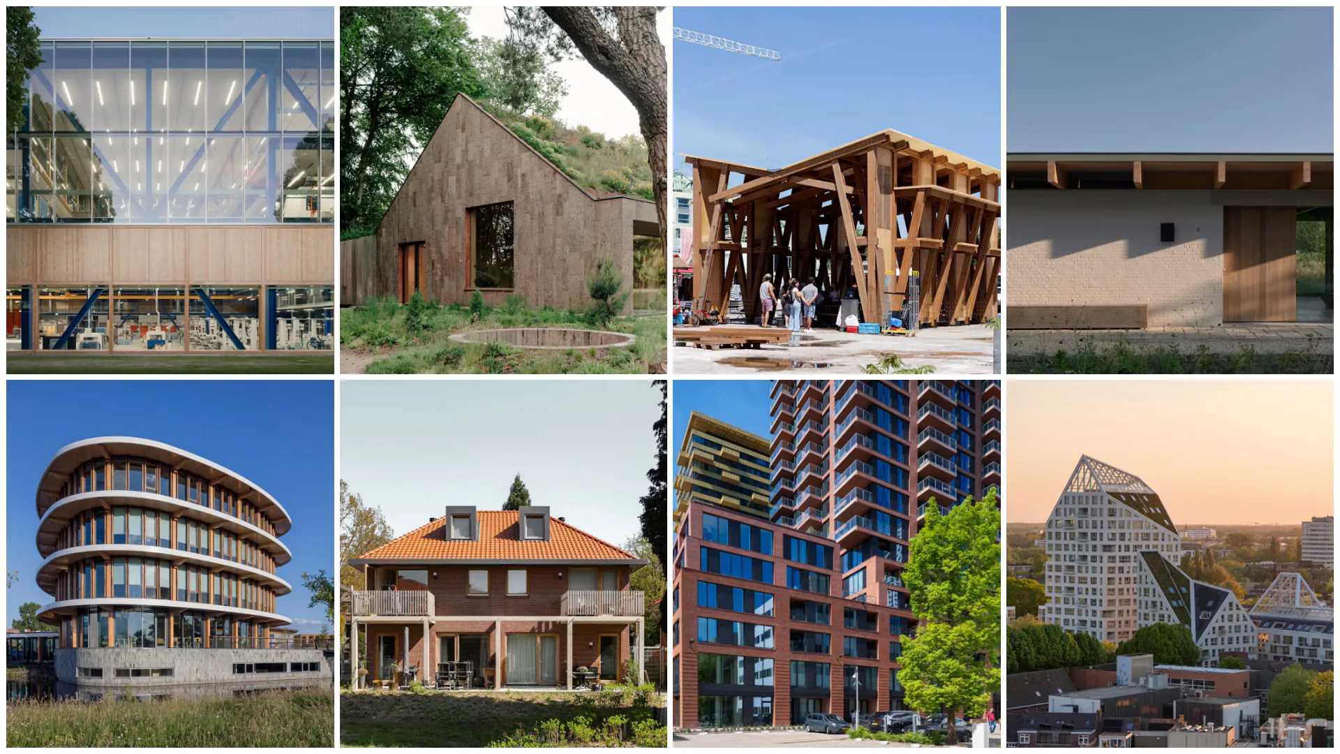 v.l.n.r. Cube, Tafelberg, Test site material wharf, Boskavel, Parel in de Polder, Woningbouw Cattenpoelseweg, Spot, Nieuw Bergen