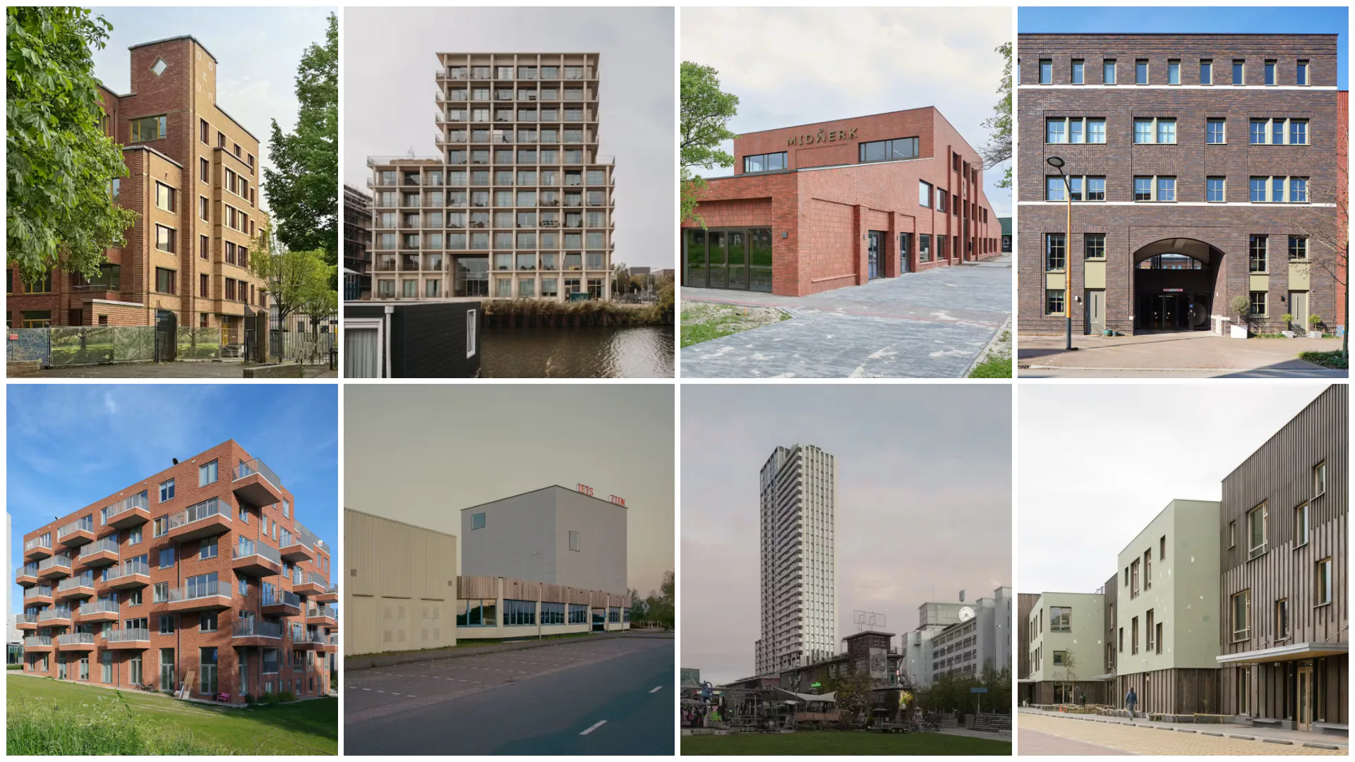 v.l.n.r. Odeon, De Louise, Midwerk, Levels, Palazzo, Showdepot, Lighthouse, Zevensprong