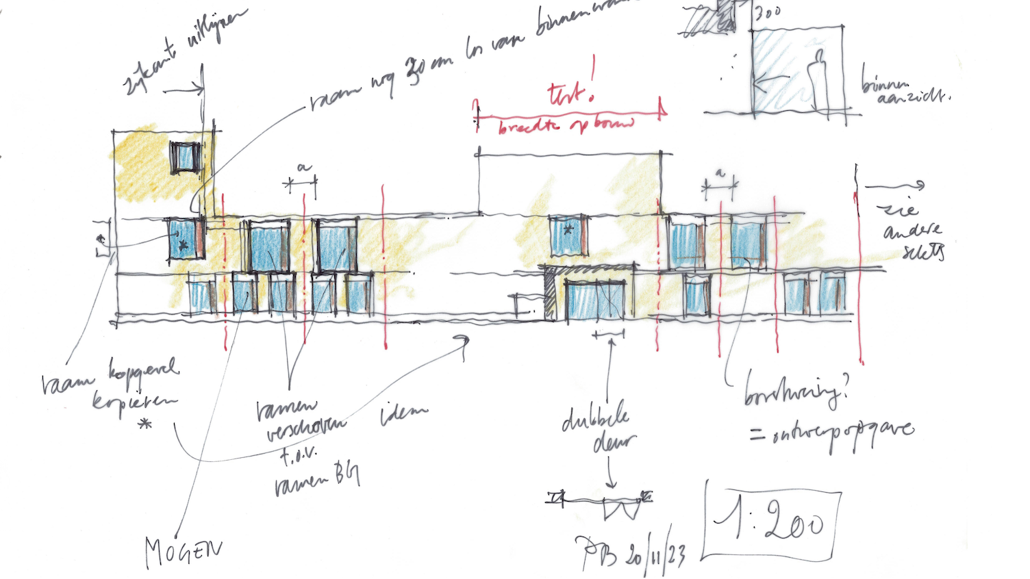 Detail van schetsen voor Bibliotheek Moorkensplein door Pieter Bedaux en Studio Jan Nauta. Beeld Pieter Bedaux